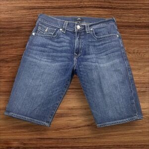 True Religion Geno Relaxed Slim Blue Denim Shorts Mens Size 34